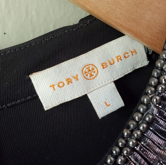 Tory Burch Black Statement Collar Dress Size Large - Picture 5 of 8